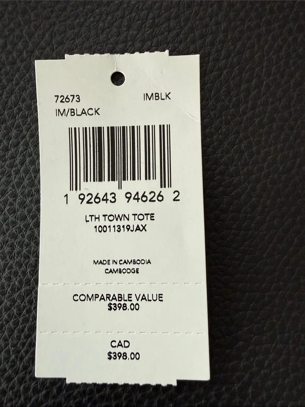 Coach Black Pebbled Leather Tote with Gold Tag - Picture 4 of 5